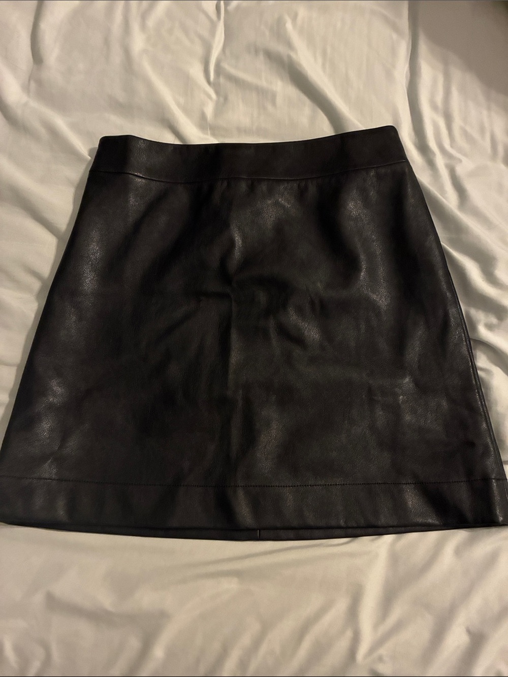 J. Crew Factory Black Faux Leather Mini Skirt